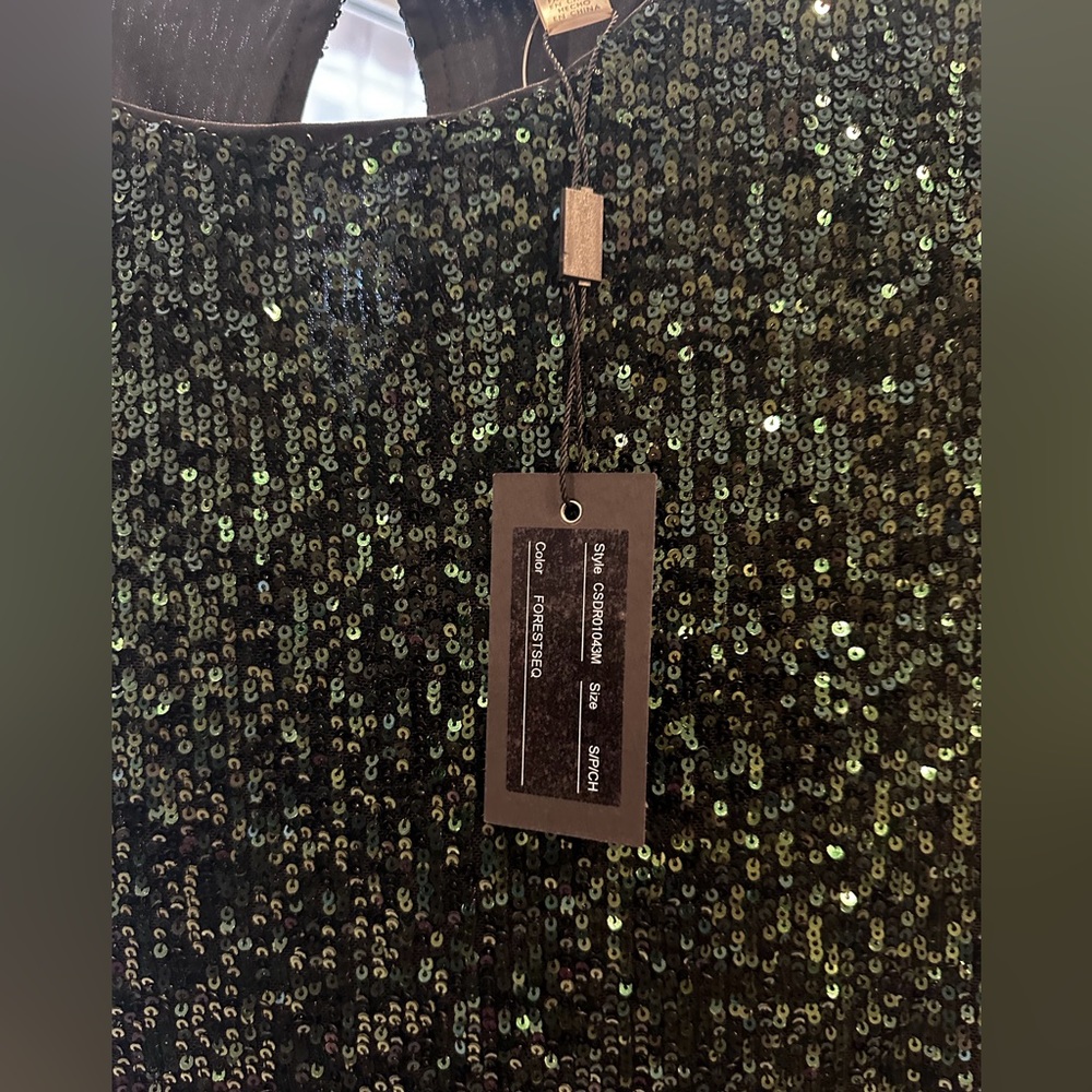 Cable & Gauge Forest Green Sequin Dress BNWT - Picture 3 of 6